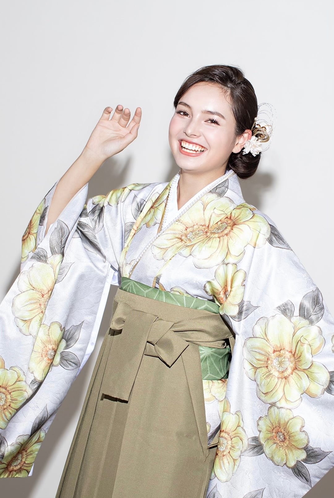Kimono Sienne 卒業式袴3点セット 生成り 袴 二尺袖着物 袴 卒業式