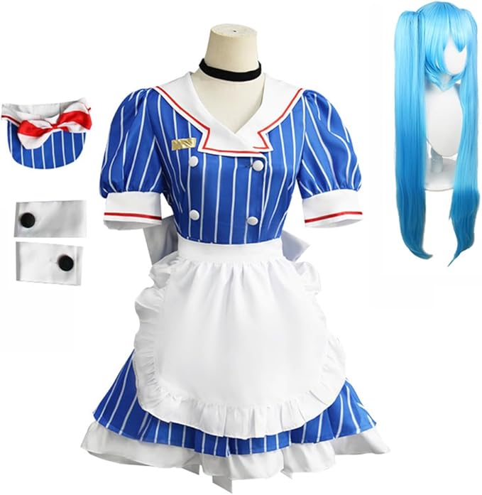 初音MIKU メズマライザー コスプレ衣装 ウィッグ付き メイド服 帽子