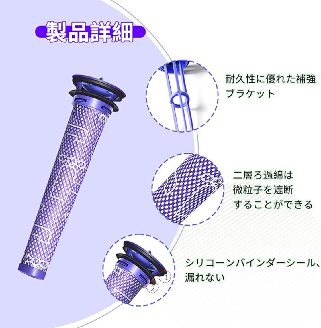 ダイソン 掃除機 フィルター,ダイソンV6,V7,V8,DC58,DC59,DC61,DC62 