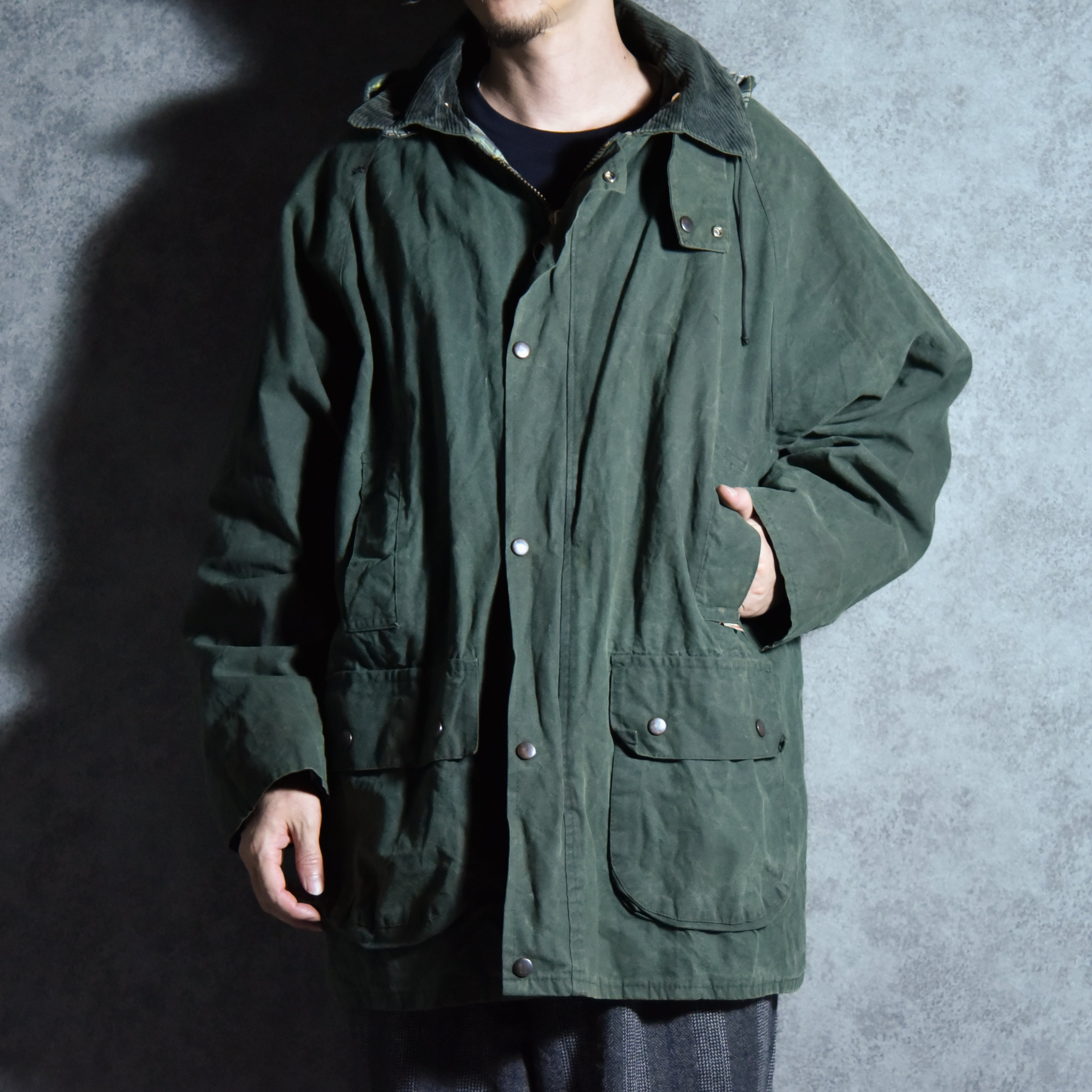 90s Barbour BEAUFORT Size46 バブアー ビューフォート 3ワラント