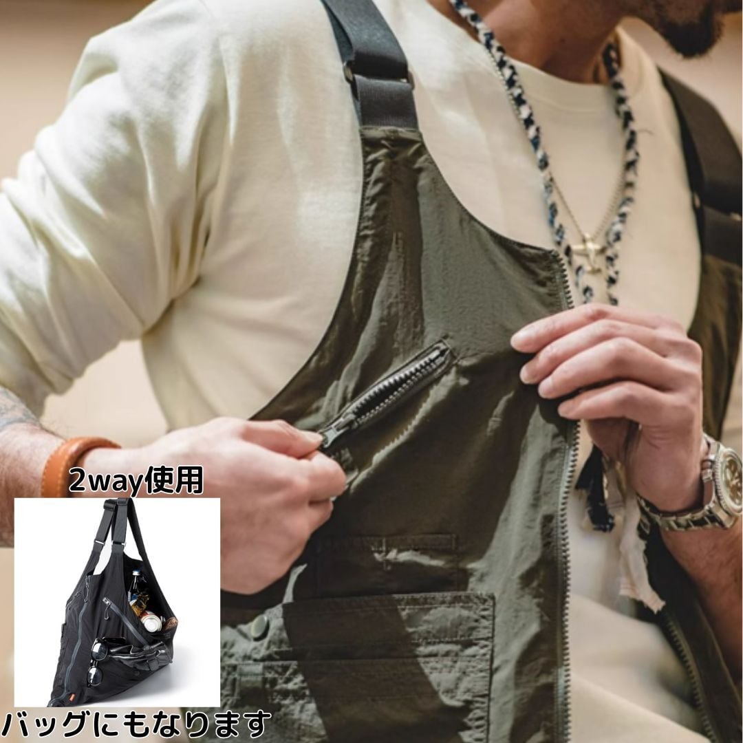 ヴィンテージ風2wayジッパーベスト A18226