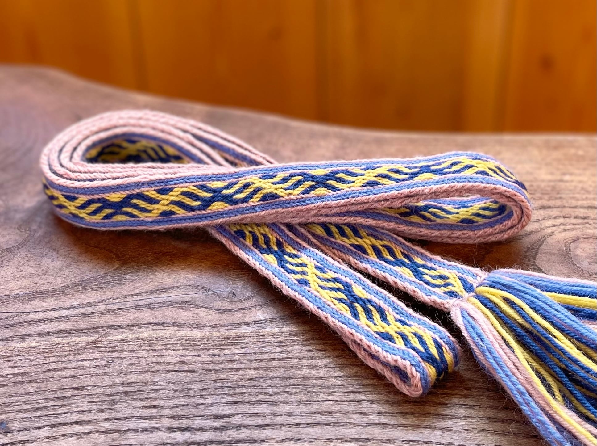 カード織り バンド Crow 20mm幅 約1.8m／手織り 帯 ロングベルト