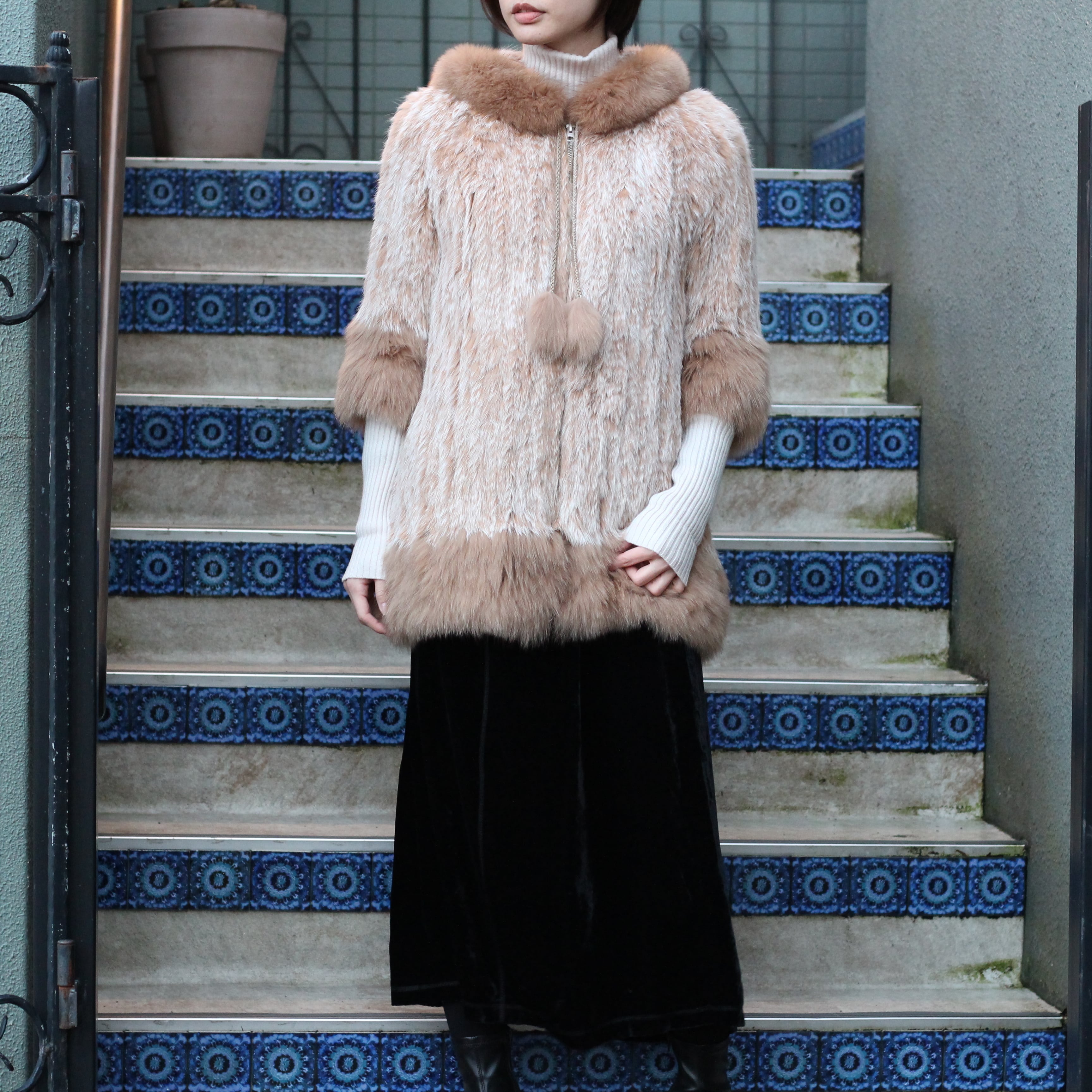 DIAGRAM GRACE CONTINENTAL RABBIT FOX FUR ZIP COAT/ダイアグラム