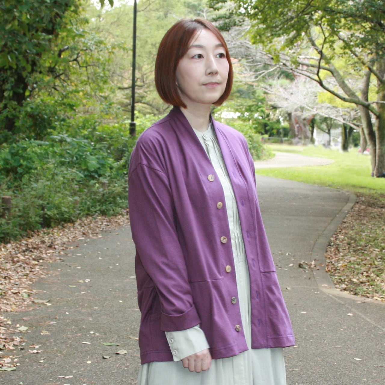 エアリーシャンブレーストライプ バンドカラー ロングレングス シャツ