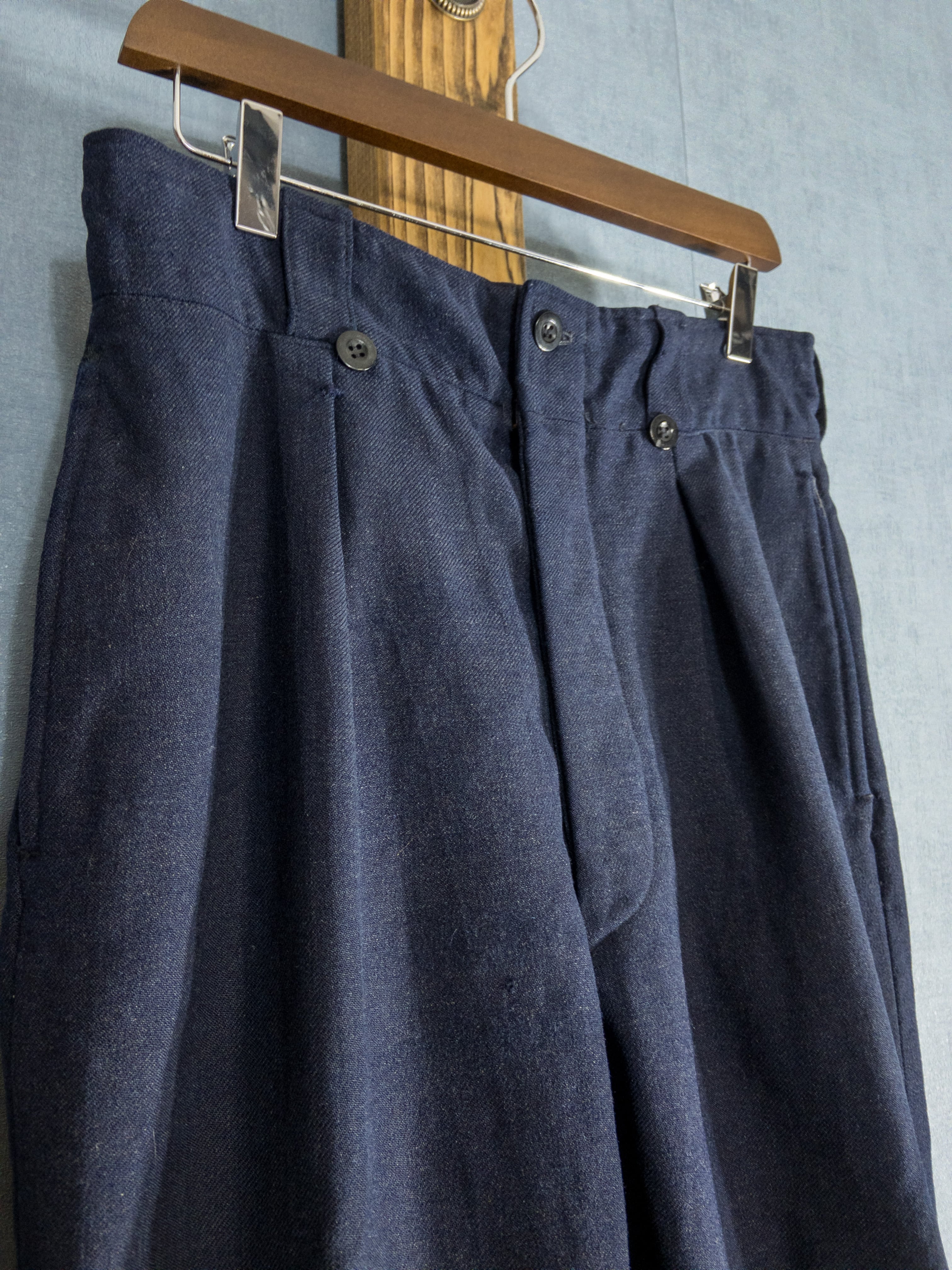 s"French Army" M Navy Wool Trousers, Size L ⑧   freely