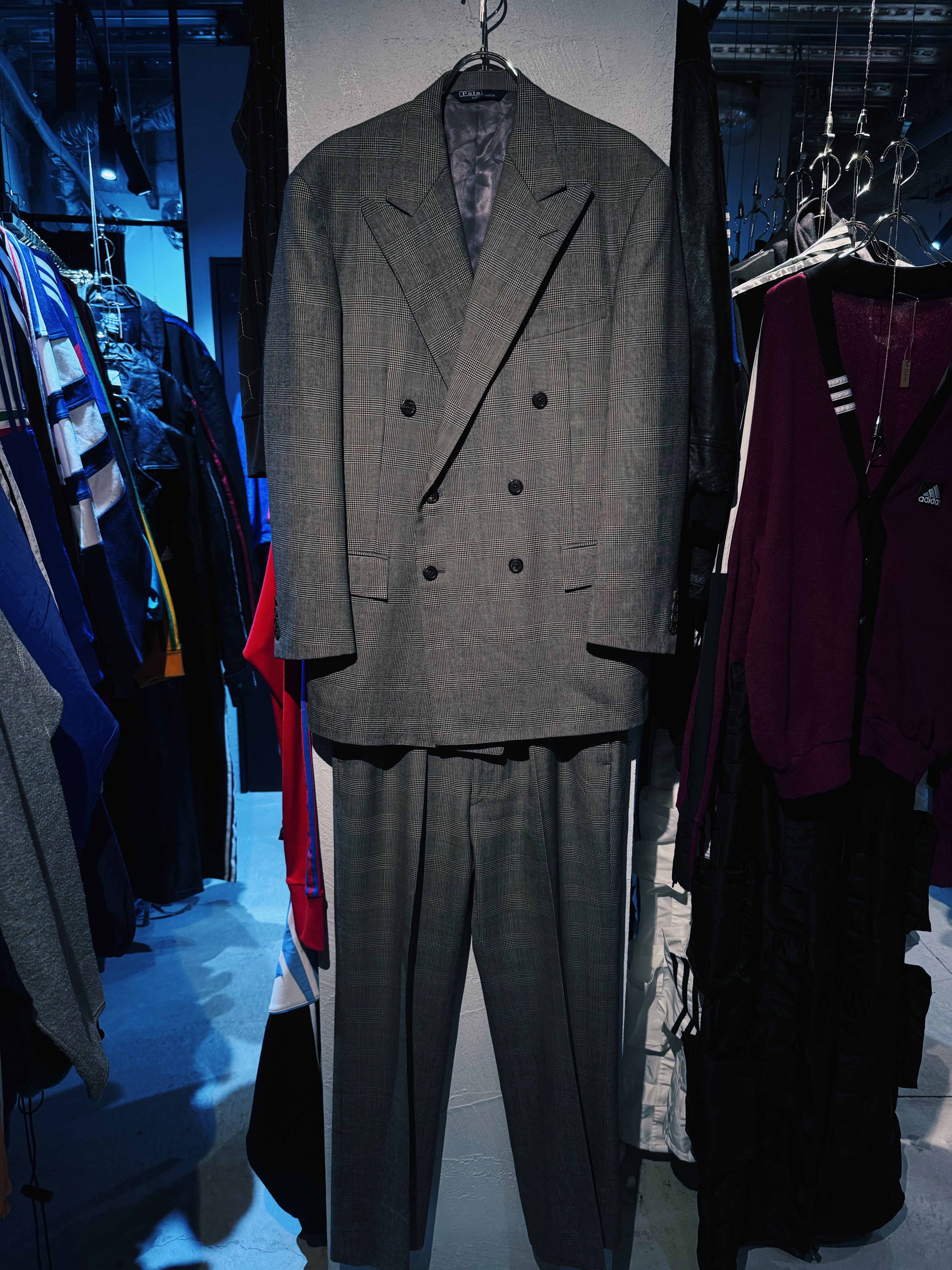 【D4C】90's vintage "POLO Ralph Lauren" glen check design six botao double breast set up