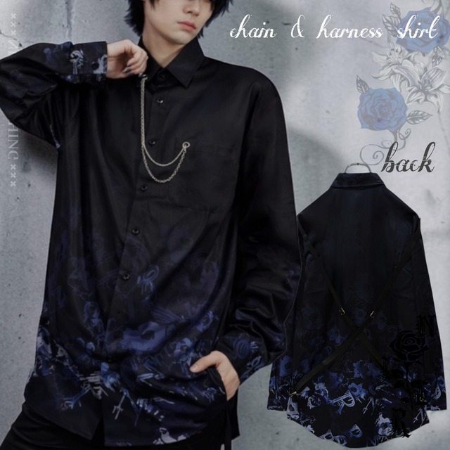 DARK FLOWER GRADATION SHIRT【チェーン＆ハーネス付き】