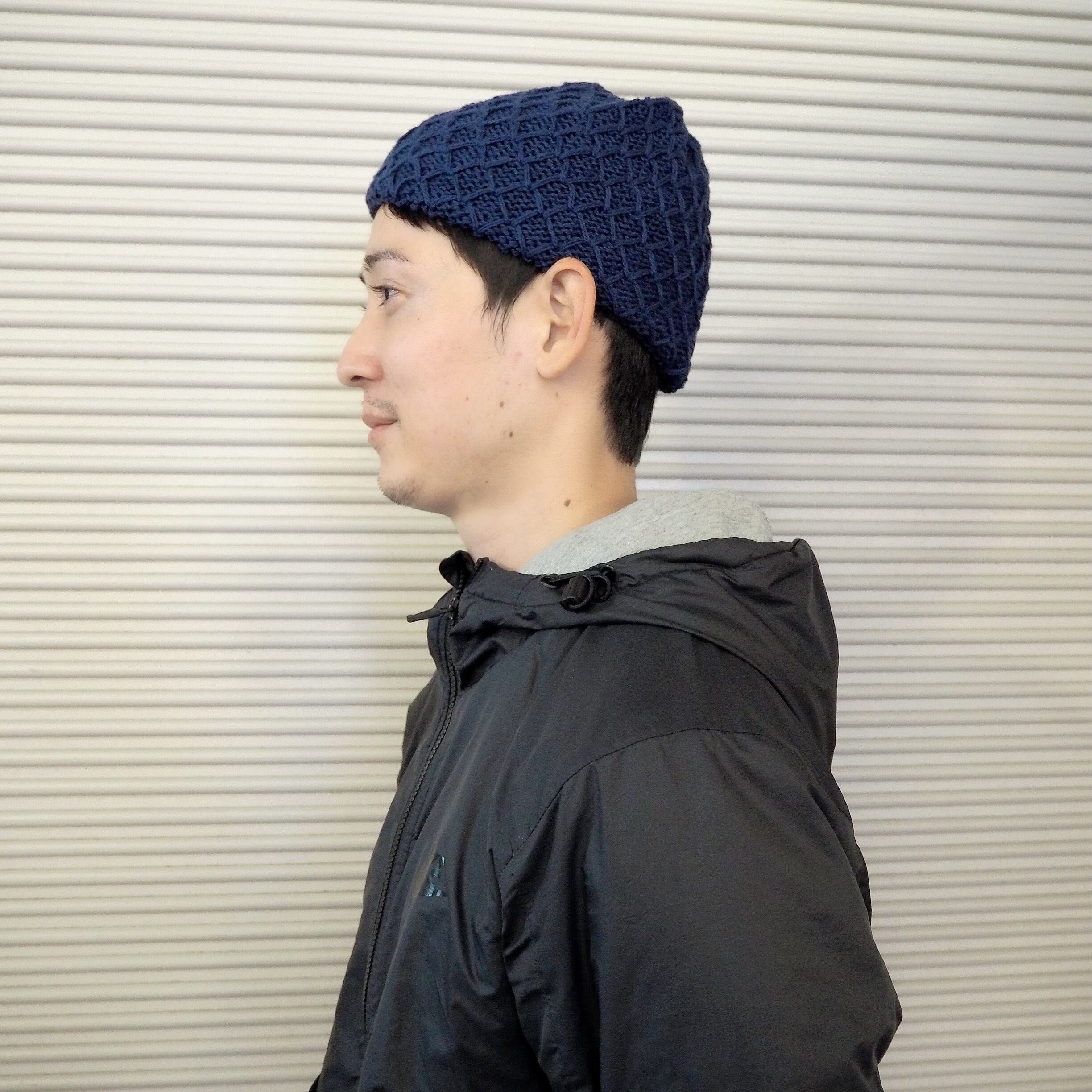 リサイクルコットン100 リンクス編みニット インディゴ | MARIEREI