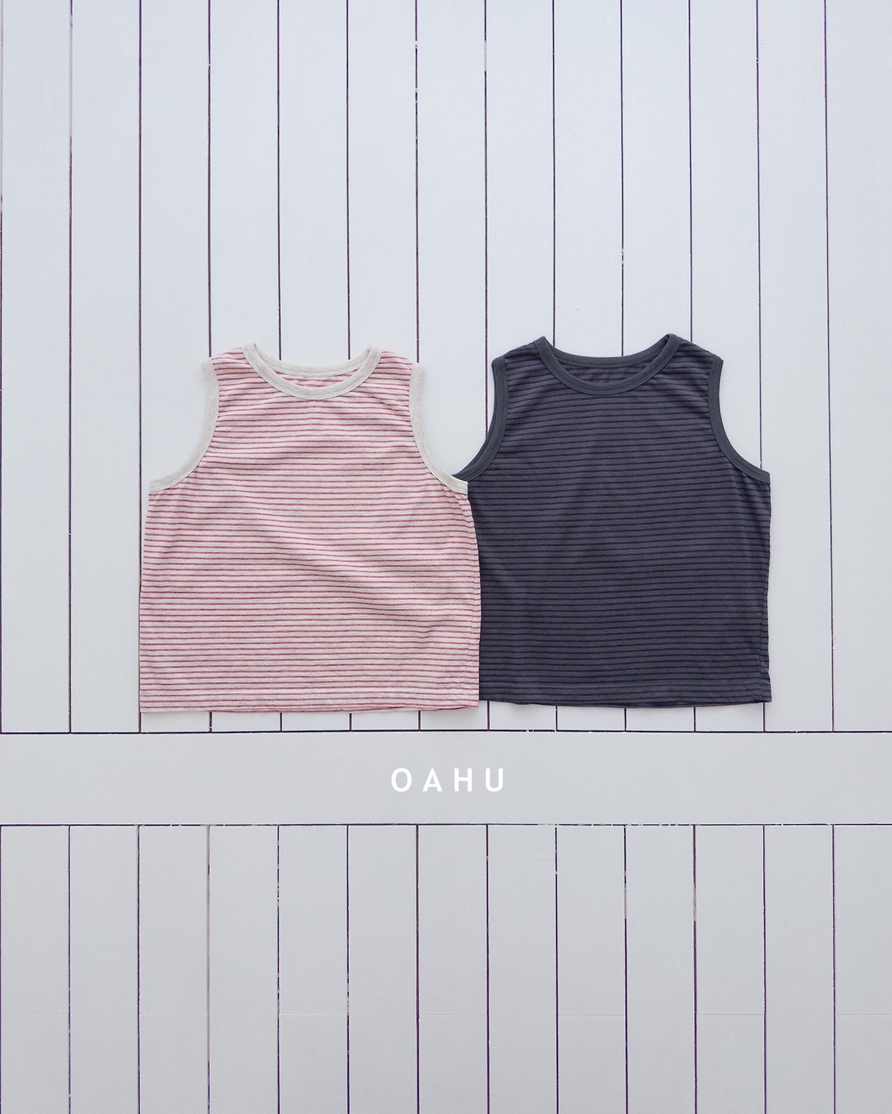 [OAHU] Kiddy Stripe Sleeveless (JS/JM/JL/JXL) / [오아후] 키디스트라이프나시 (JS/JM/JL/JXL)