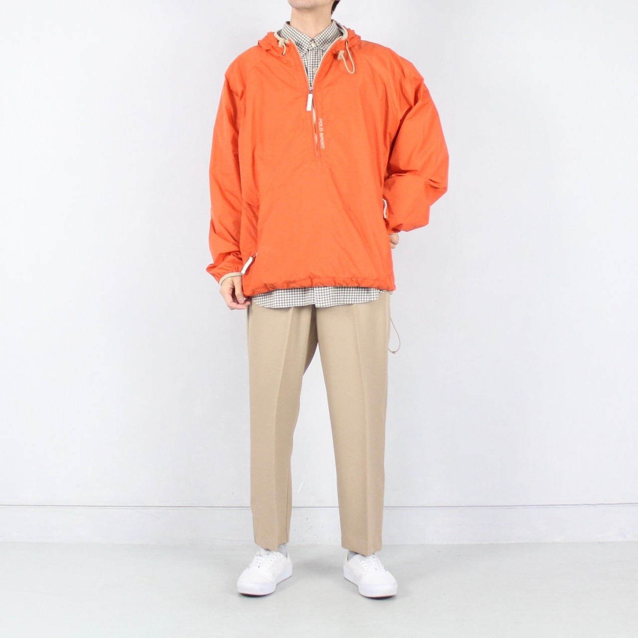 POLO SPORT グッドシルエット◎ ナイロンアノラックパーカー オレンジ 