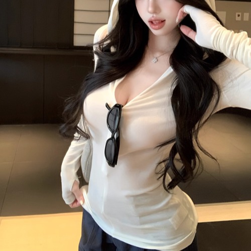 4色／ハーフジップフーディートップス ・12443