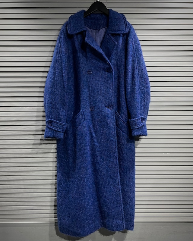 【X VINTAGE】Beautiful Blue Mohair Blend Vintage Coat