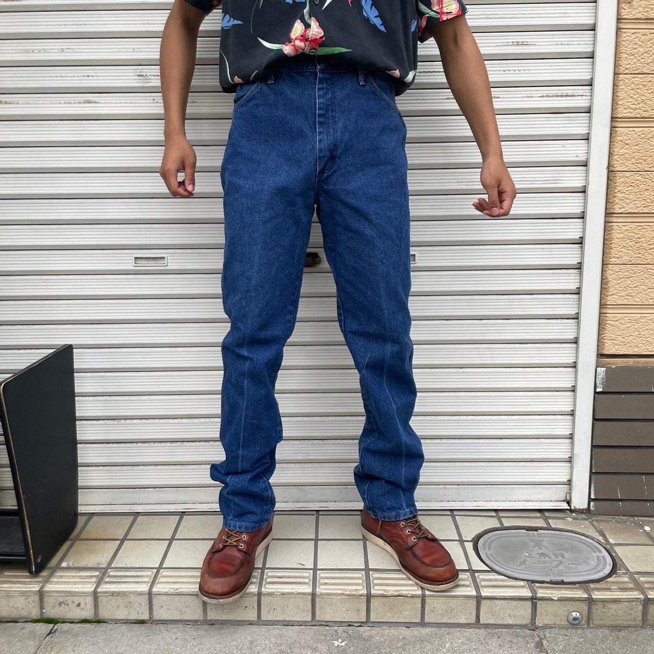 90s ラングラー　別注　デニム　セットアップ　スーツ　ジャケット　パンツ　濃紺