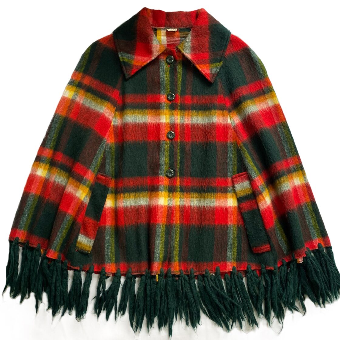 check poncho ／ 昭和レトロ 古着 チェック柄 ポンチョ | PAY ID