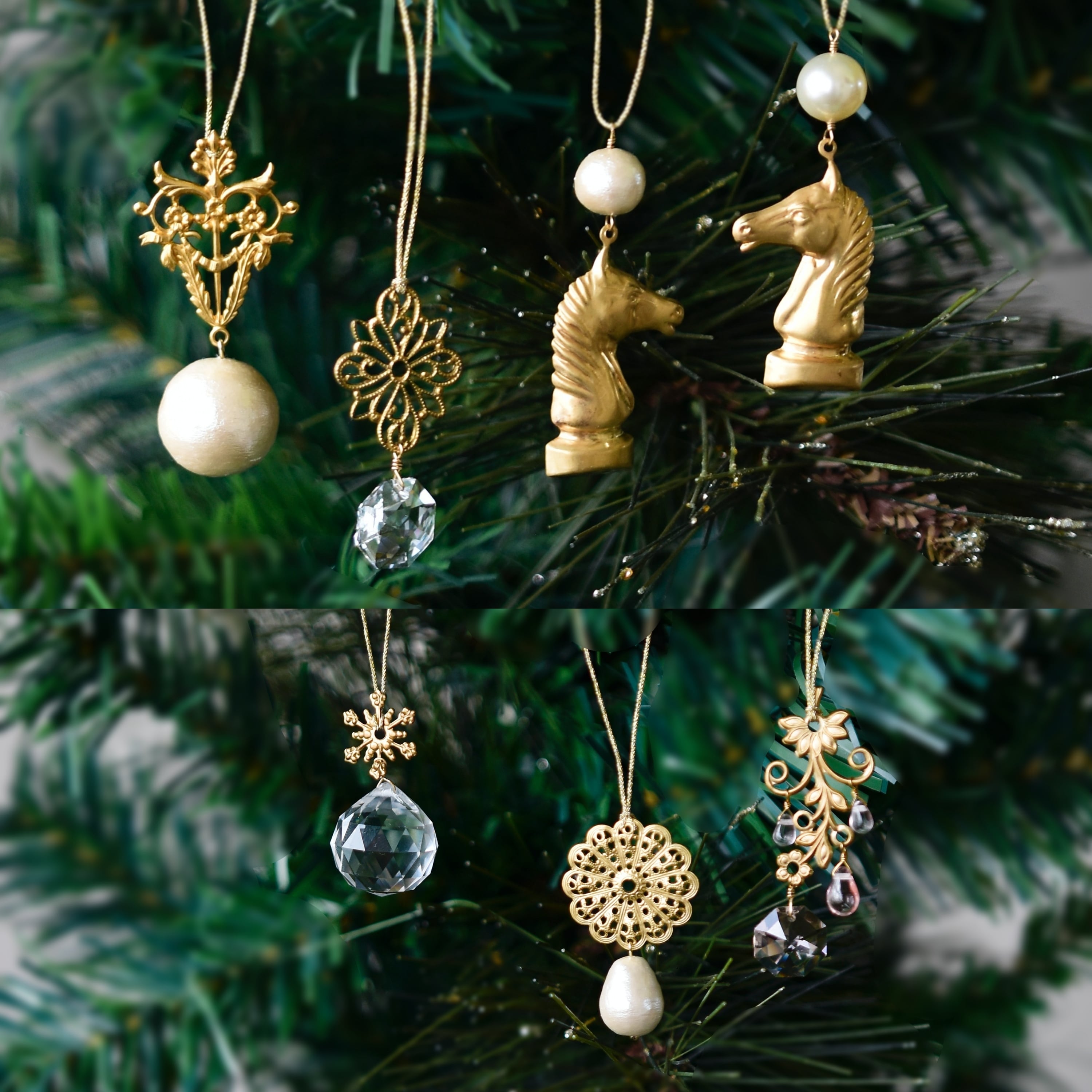 【大人のクリスマスオーナメント】ヴィンテージな真鍮とパール①