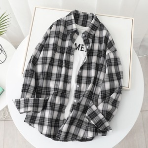 チェック柄 長袖 シャツカラー シャツ 2col 1081