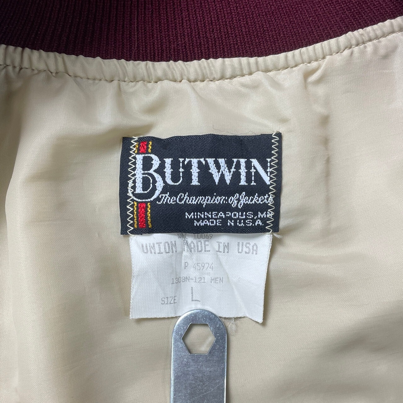 80年代 USA製 BUTWIN ナイロンスタジャン ブルゾン 企業ロゴプリント 