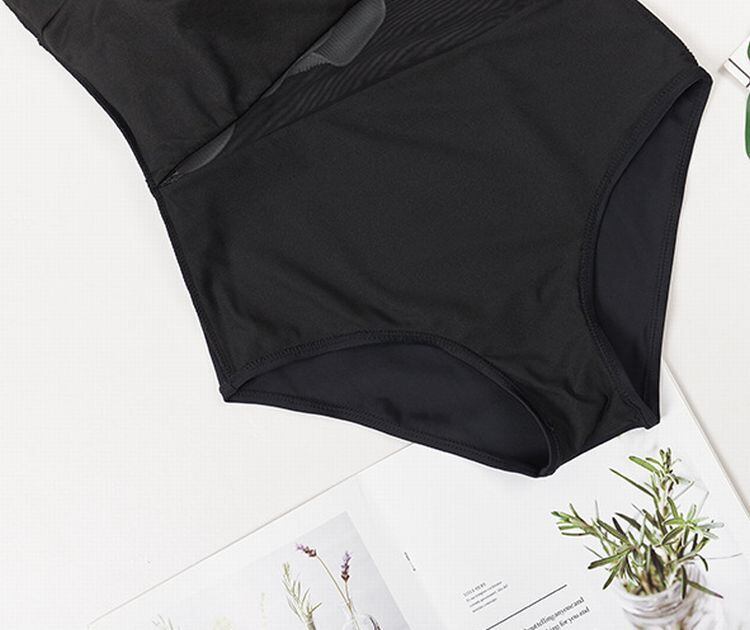 水着 スイムウェア ワンピース ワンショルダー バイカラー シースルー