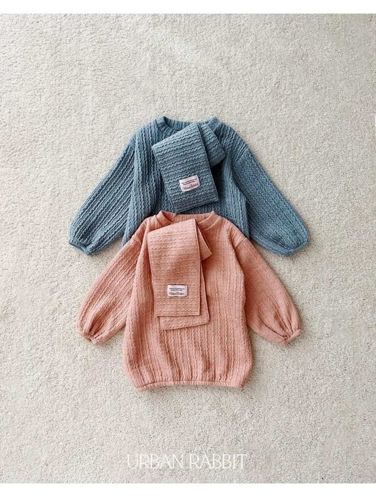 アーバンラビット / URBAN RABBIT / ケーブルロングT＆マフラーセット / 韓国子供服 / キッズ / 26winter〖取寄〗*XS~XL*