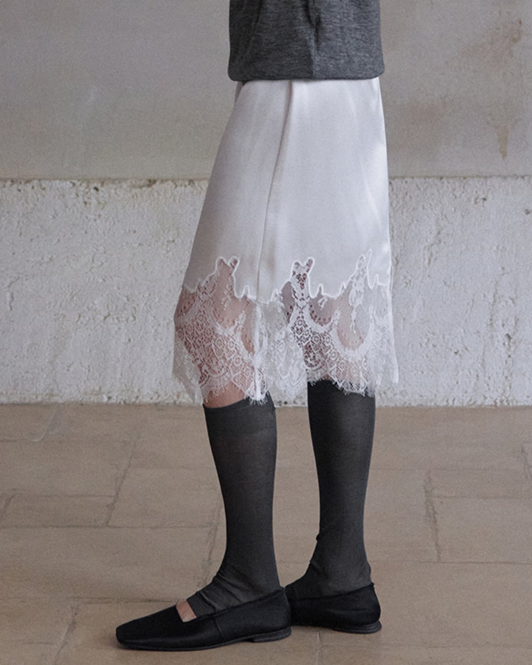 Lace Trim Slip Skirt