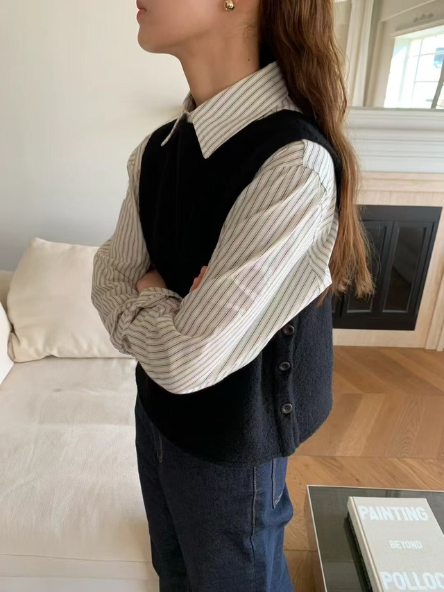 (予約) LIFFEY / Warm stripe shirt 1color