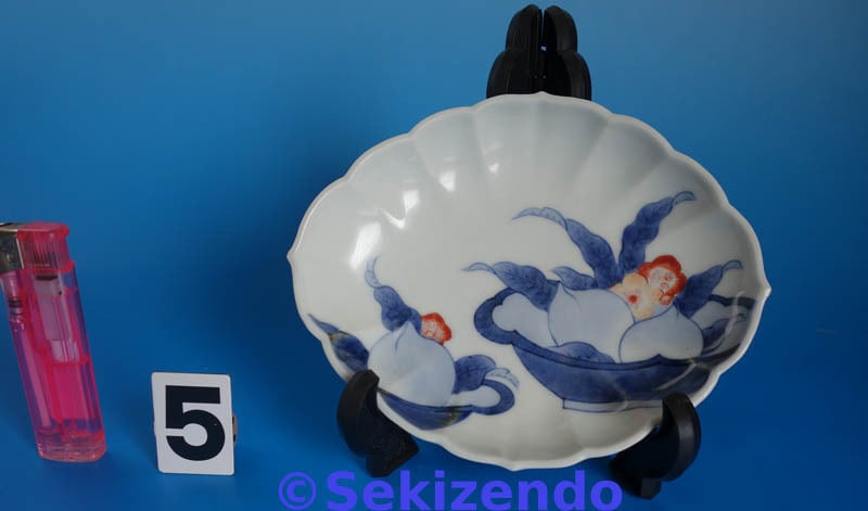 有田焼 飾り皿 染付 山水 大皿 華山窯 木製皿立付 40cm 華山萬右衛門