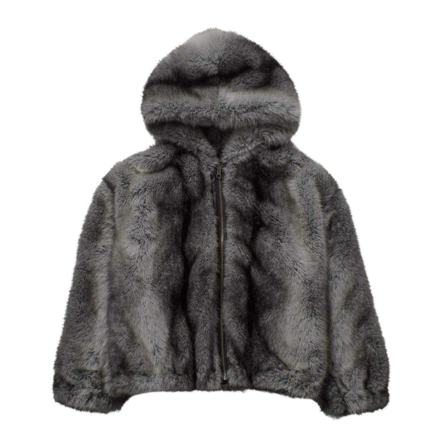 【x-girl】LOGO PATCHED FAUX FUR HOODED JACKET【エックスガール】