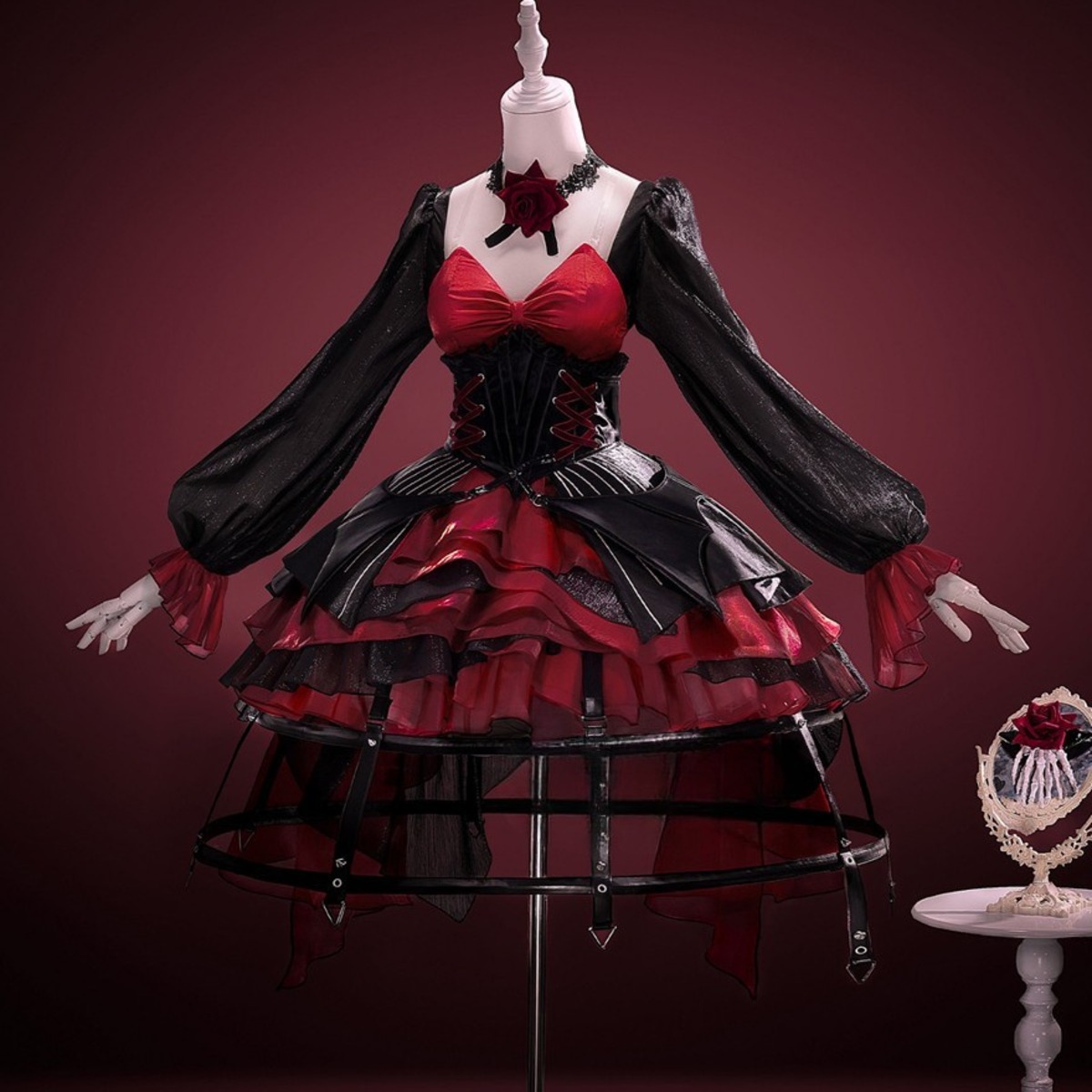 ロリータファッション 衣装 紅月の小悪魔アシンメトリードレス6点
