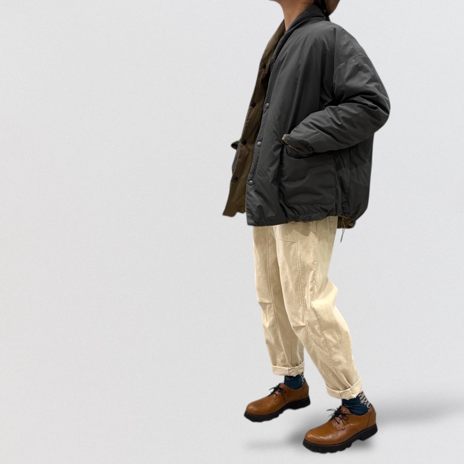 pas de calais cotton nylon cloth reversible down jacket | CoCo Cuore