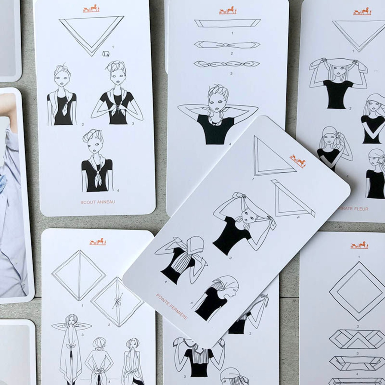 HERMES knotting Cards No.3 スカーフ結び方 12ACbb42