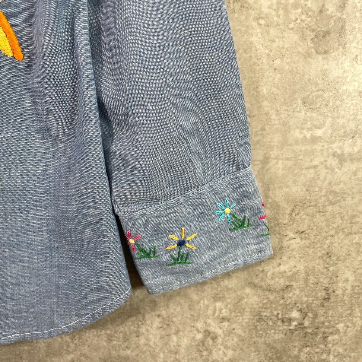 70年代 USA製 Levi's リーバイス 手刺繍デザイン シャンブレーシャツ