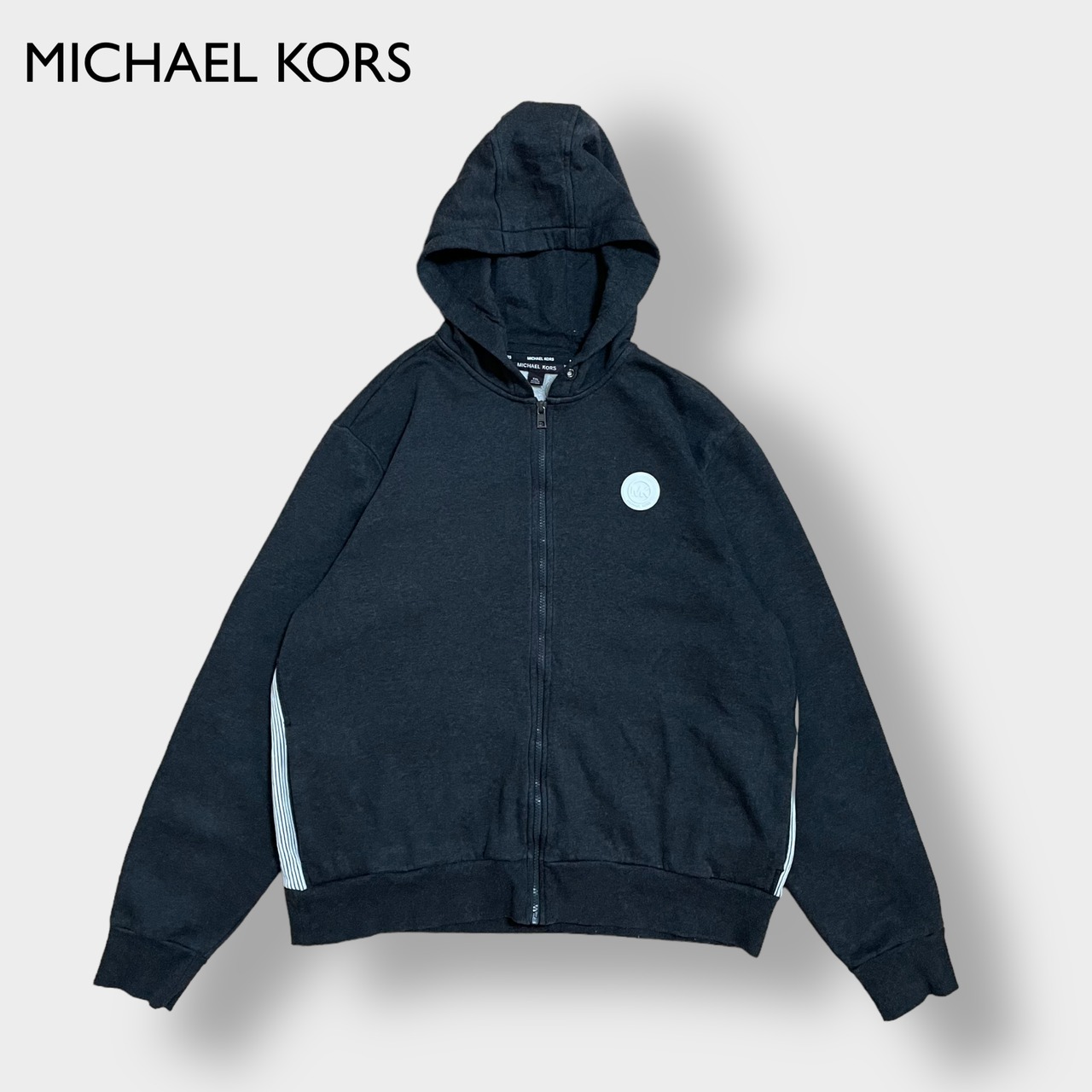 MICHAEL KORS ワンポイント ラバーロゴ ジップアップ パーカー フーディー スウェット マイケルコース 2XL ビッグサイズ US古着