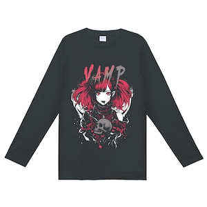 ★【lunalyオリジナル】VAMPロングスリーブブラックレッドTシャツ（ori_0061）