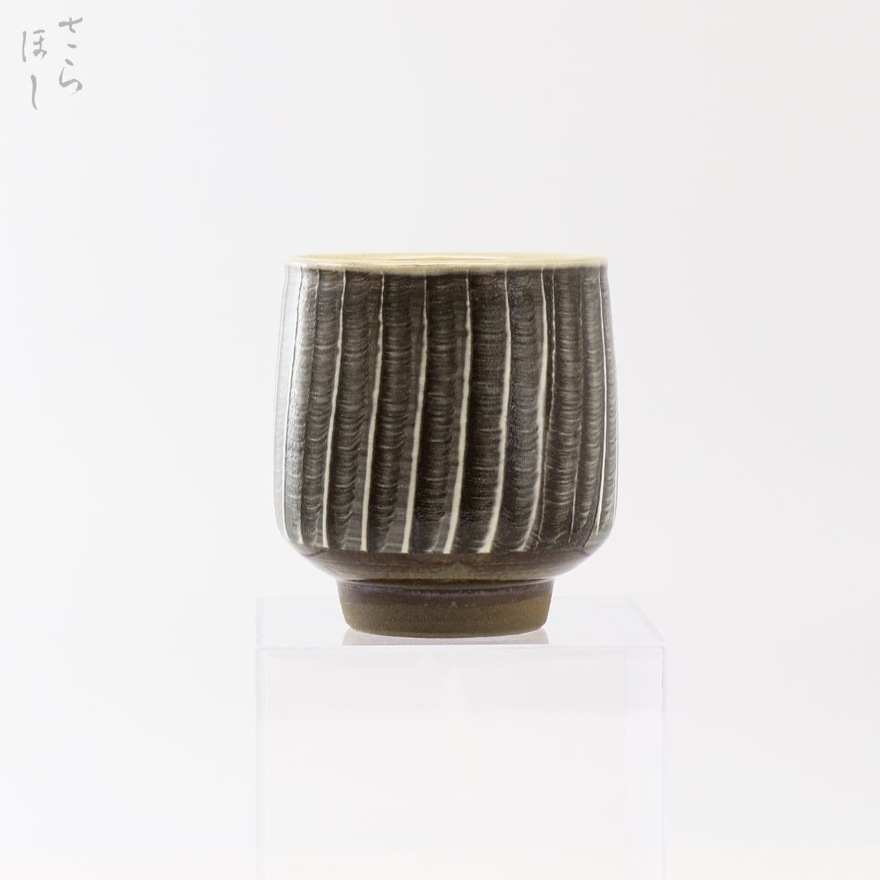 小鹿田焼 小袋窯 湯呑 打ち刷毛目 白 直径約7.8cm 陶器 和食器 民藝