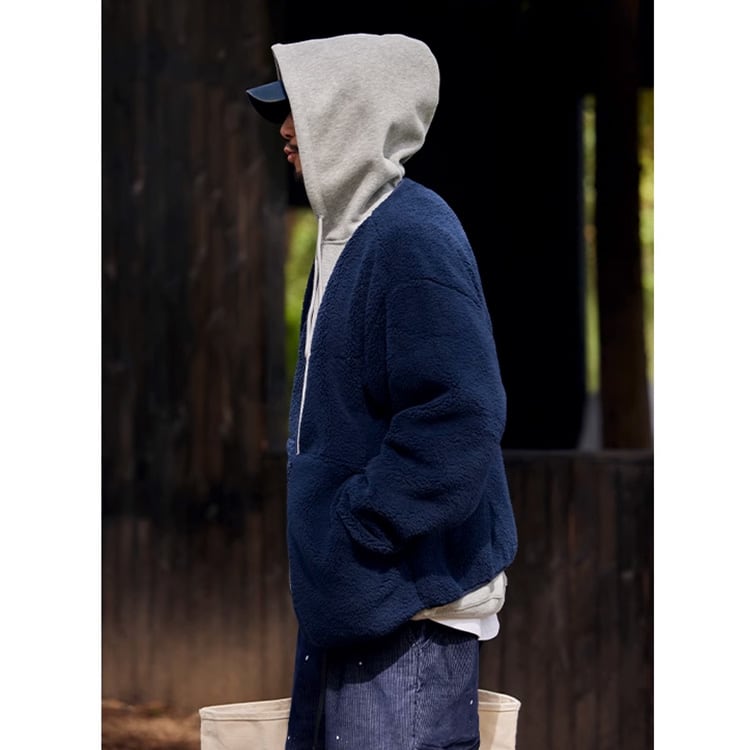 ★COLLARLESS POLAR FLEECE COTTON JACKET　　　A0514