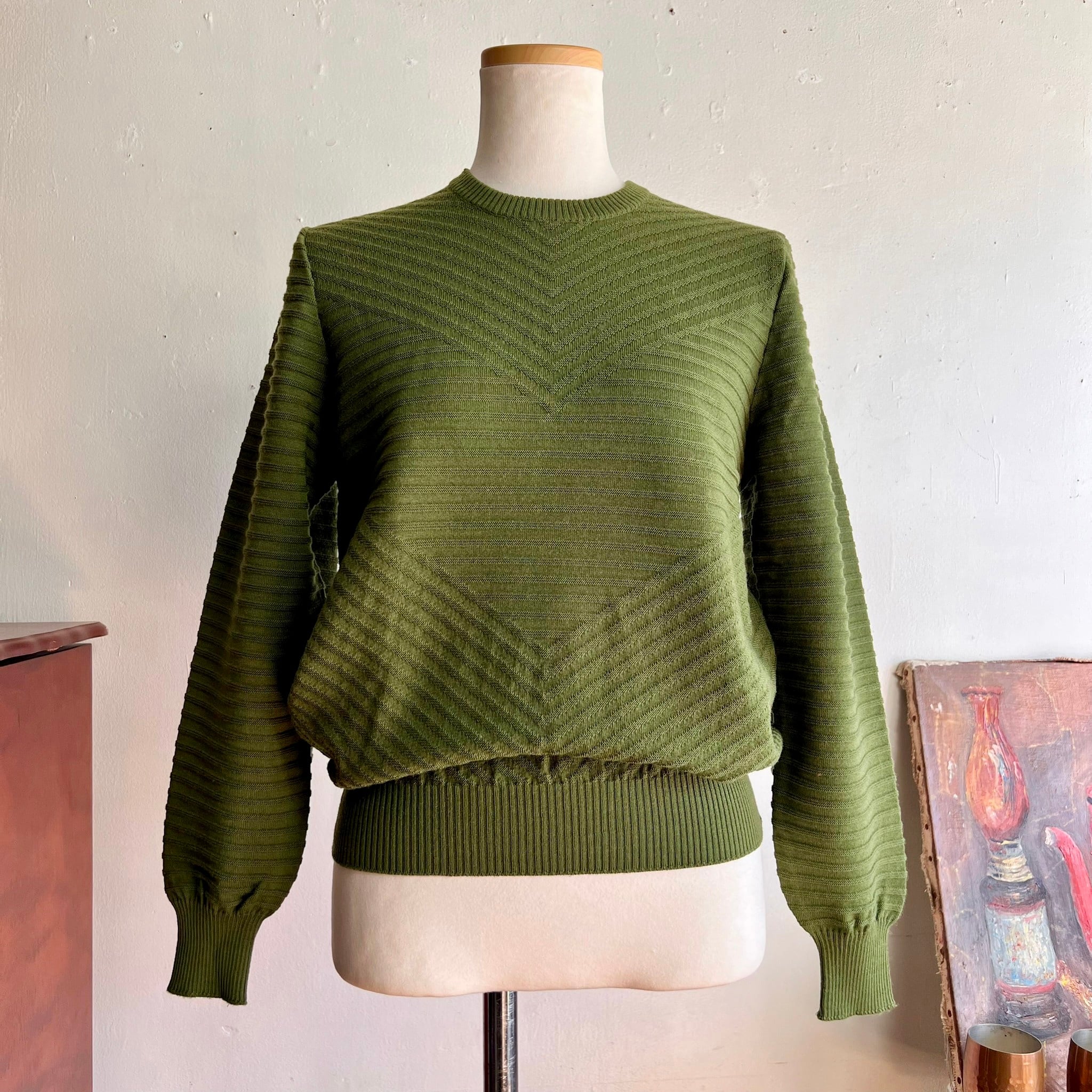 moss green vintage knit/モスグリーンのデザインニット