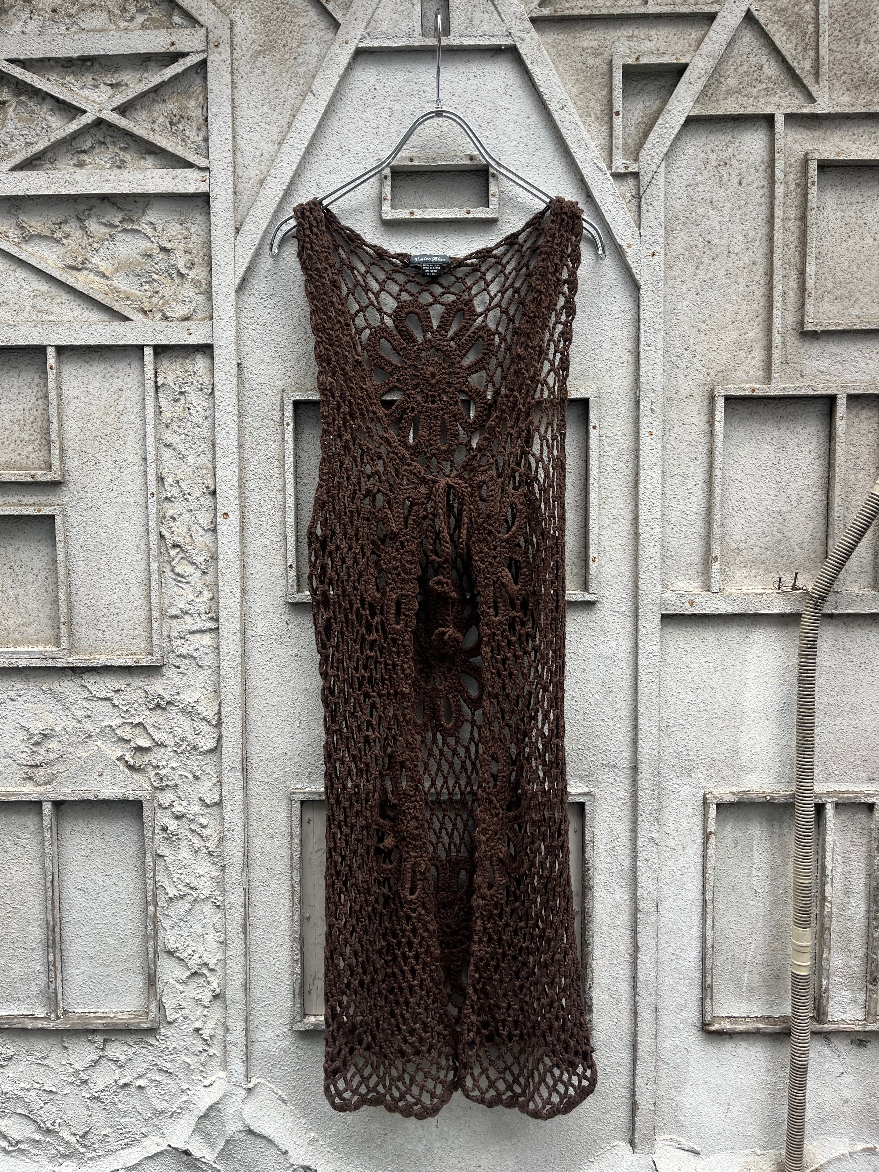 "FLOWER" crochet no sleeves cardigan