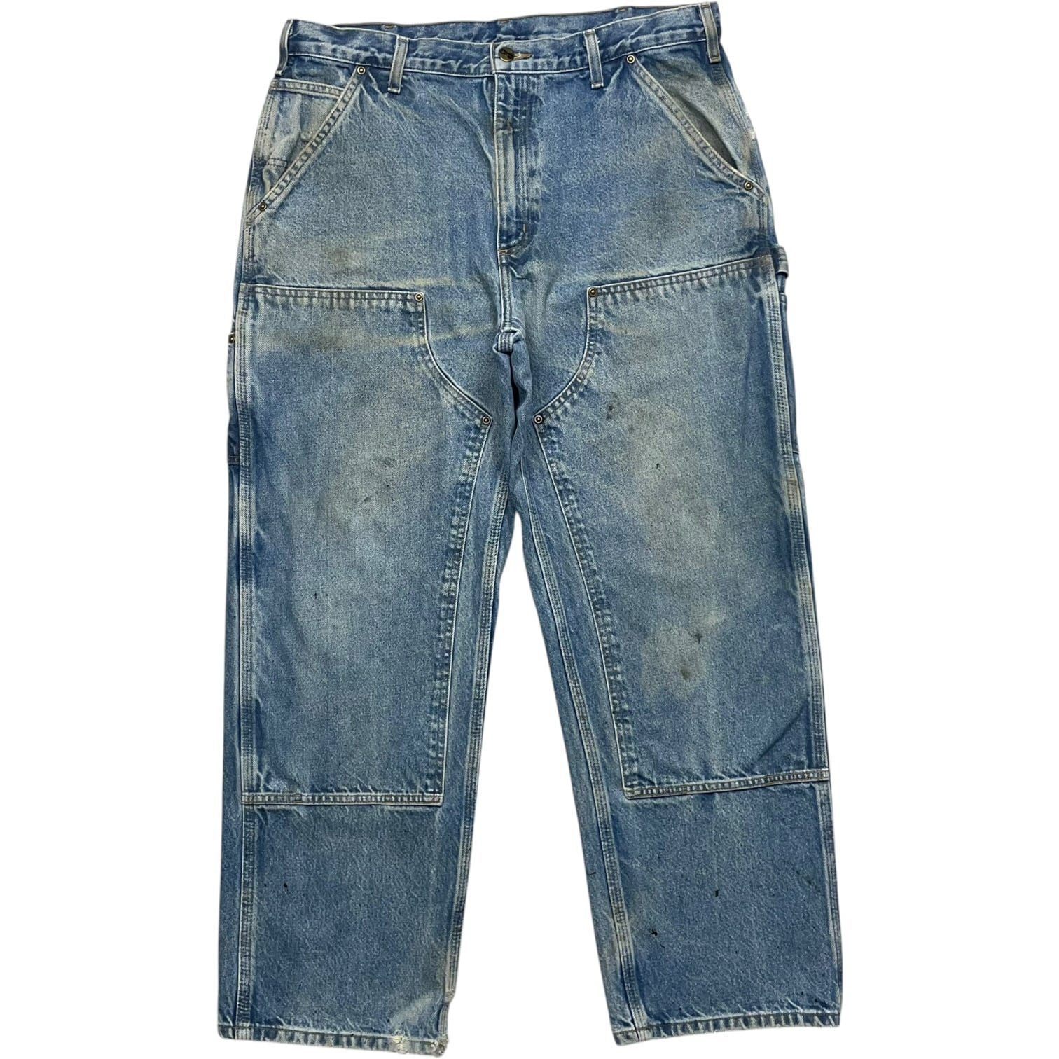 《実寸W36L30》Carhartt カーハート ダブルニー デニム ワークパンツ ペインターパンツ フェード ペイント no.10217