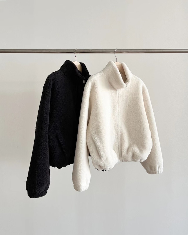 (予約) ounce / High-neck fur zip-up mustang 2color