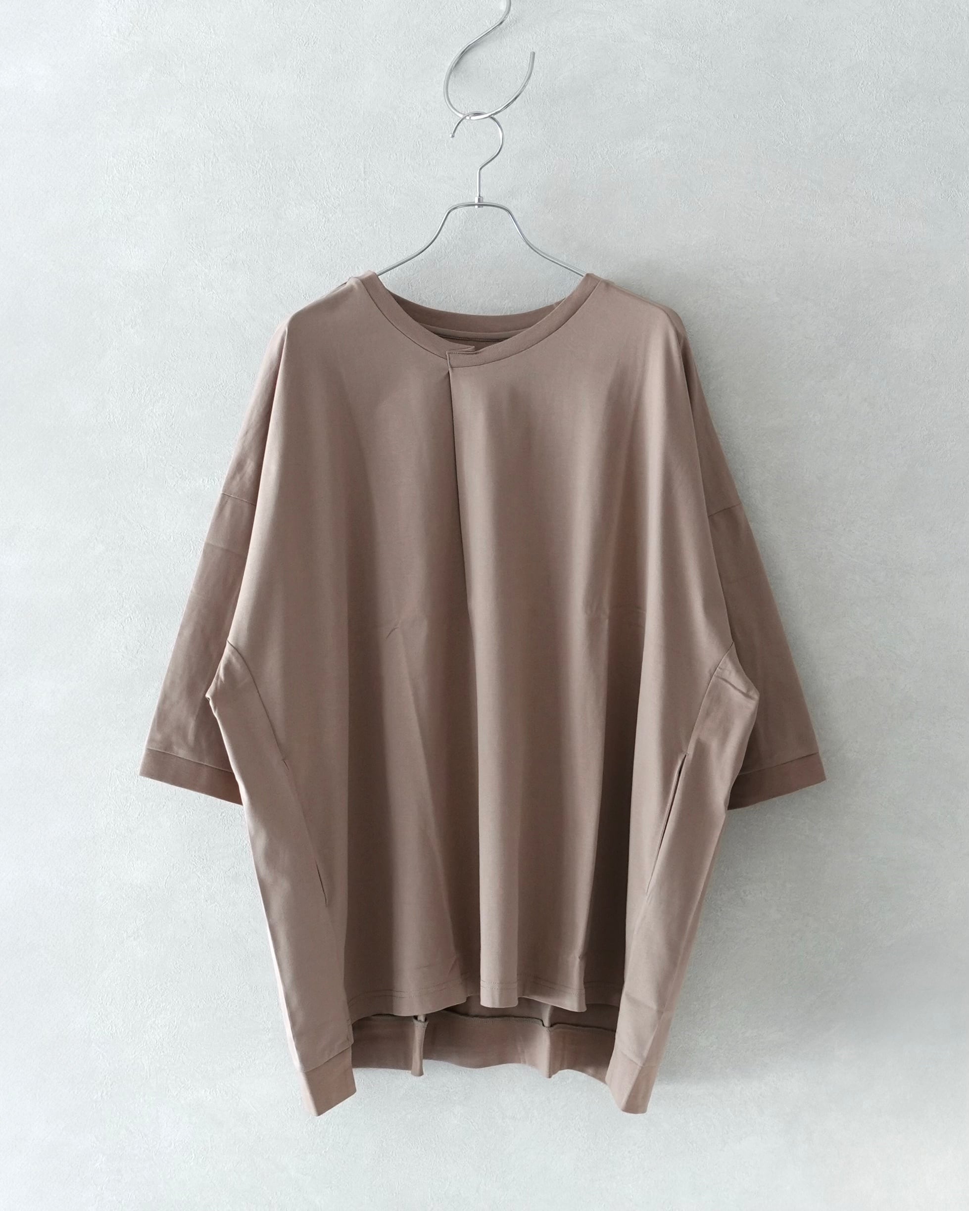 my beautiful landlet MERCERIZATION JERSEY TUCK NECK BIG T-SHIRT 