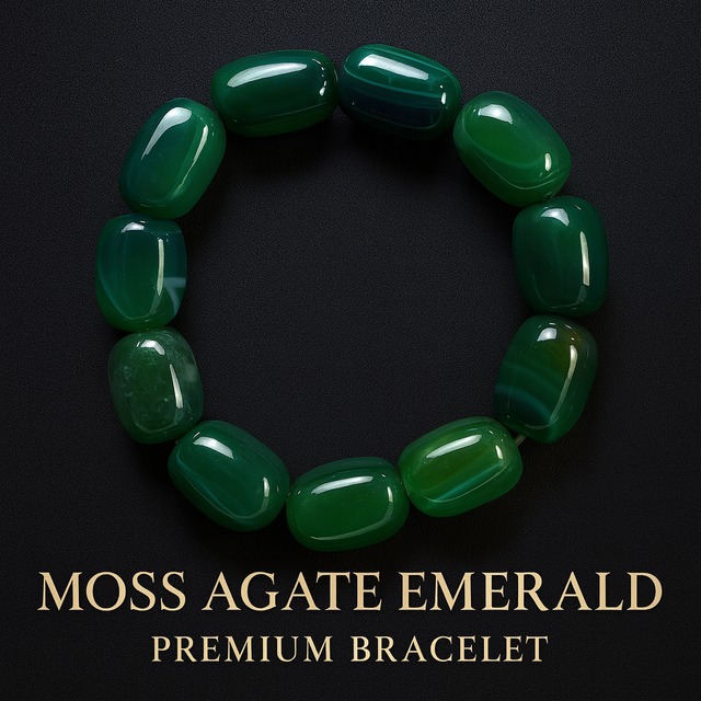 深緑の力がもたらす大地の安定と成長運｜MIKI-JEWELRY モスアゲートエメラルドプレミアムブレスレット｜Bracelet Type｜Moss Agate Emerald Premium Bracelet｜