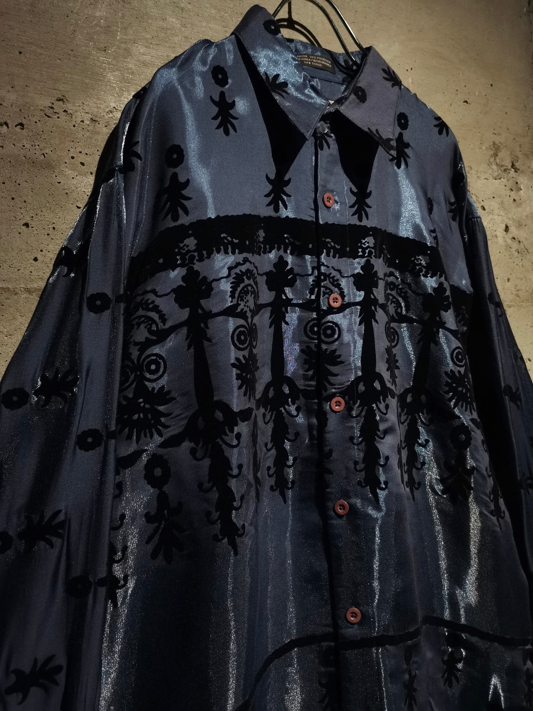 Caka】Velour Flocky Beautiful Shiny Vintage Loose Shirts | Caka 