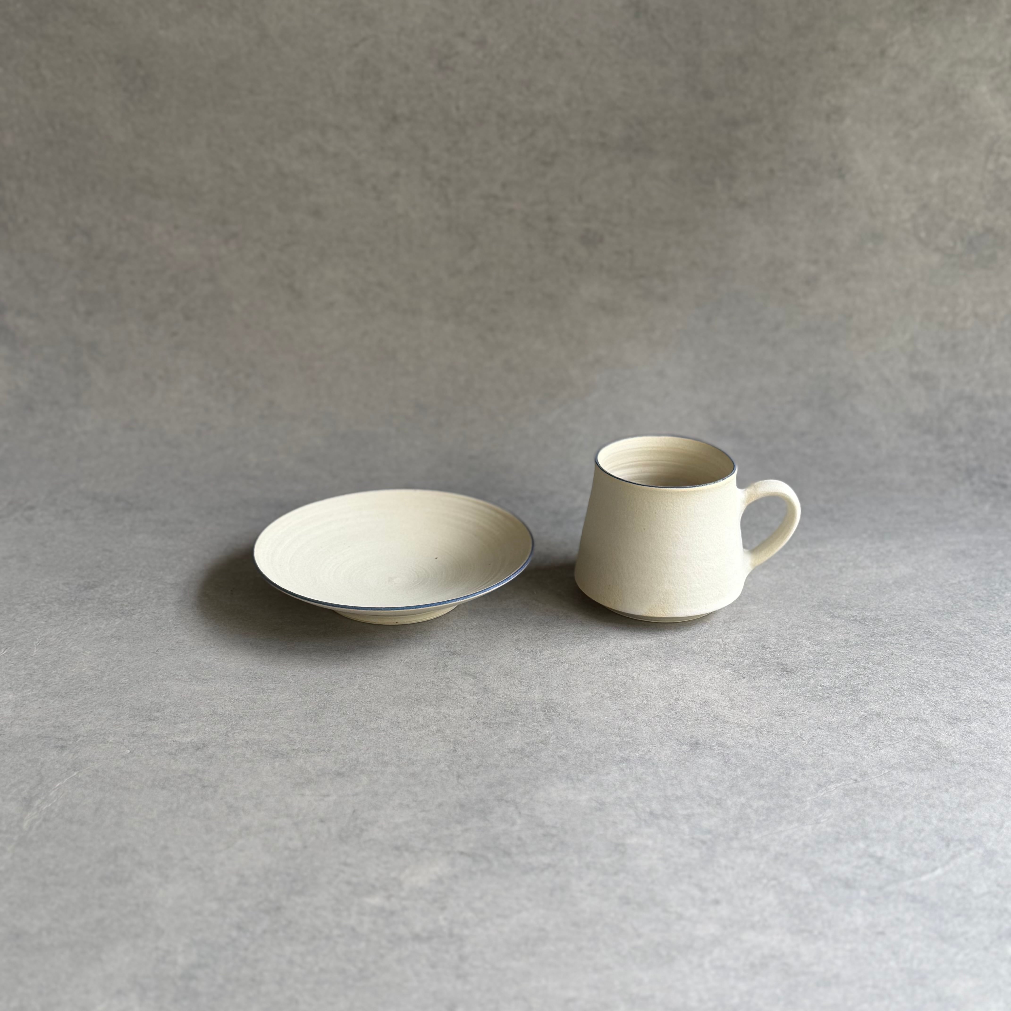 水野幸一 白釉 カップ&ソーサー (口呉須) | gallery 一白