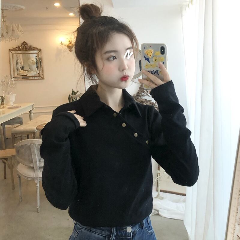 Tシャツ スプリングブラック ロング 春物 試着室3546709813