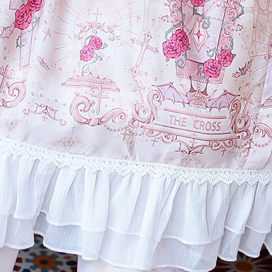 ロリィタジャンパースカート　コットン　可愛い　新作 SEASONZ JSK ジャンパースカート ジャンパースカート 花柄 レース