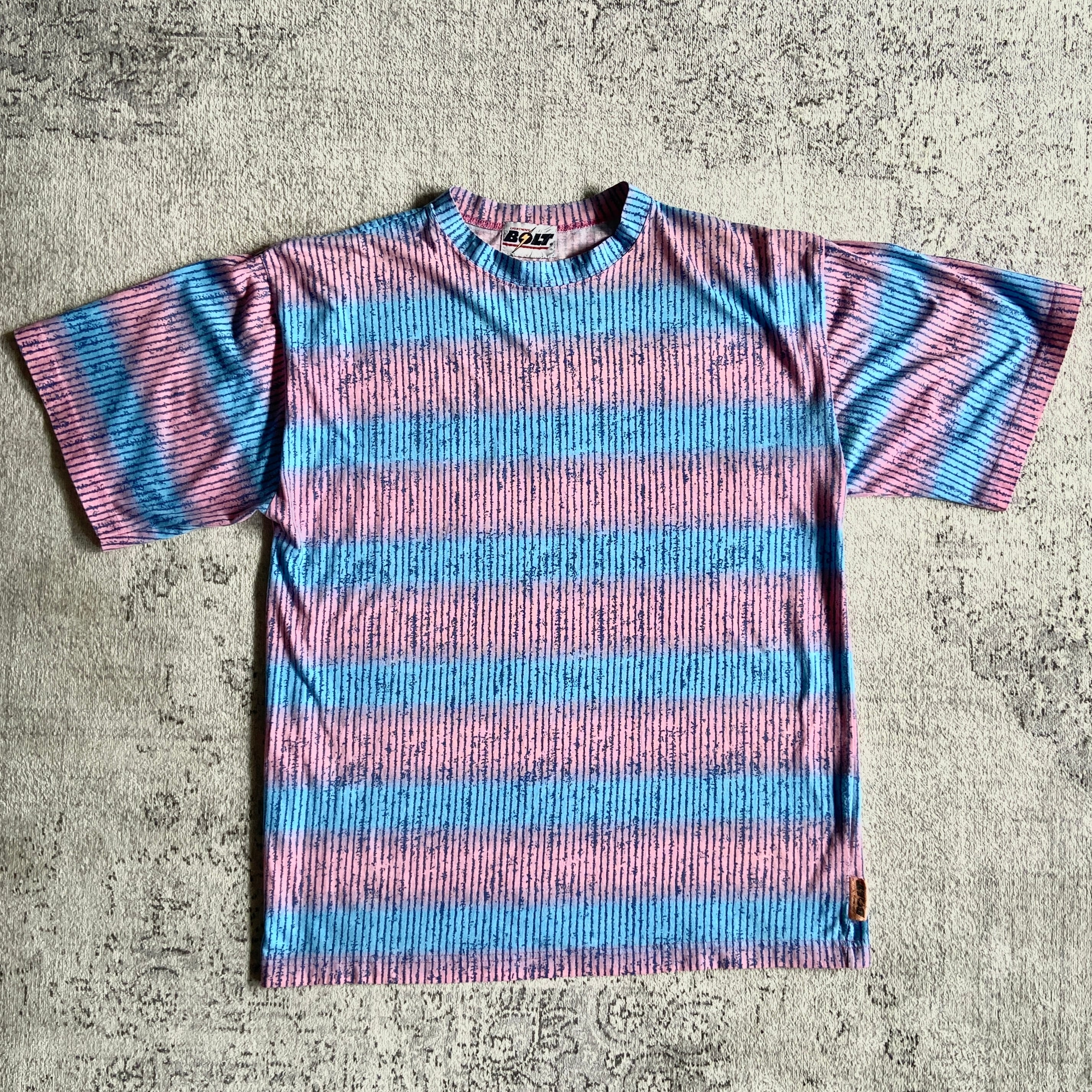 1990s BOLT Vertical Stripe Tee L位 Made in USA F667