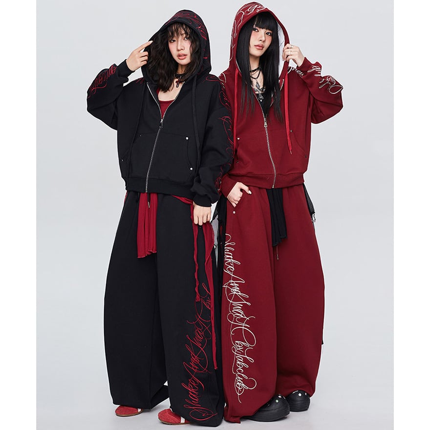 Y2K サブカル系 ストリート ワイドパンツ 地雷系コーデ 天使と悪魔