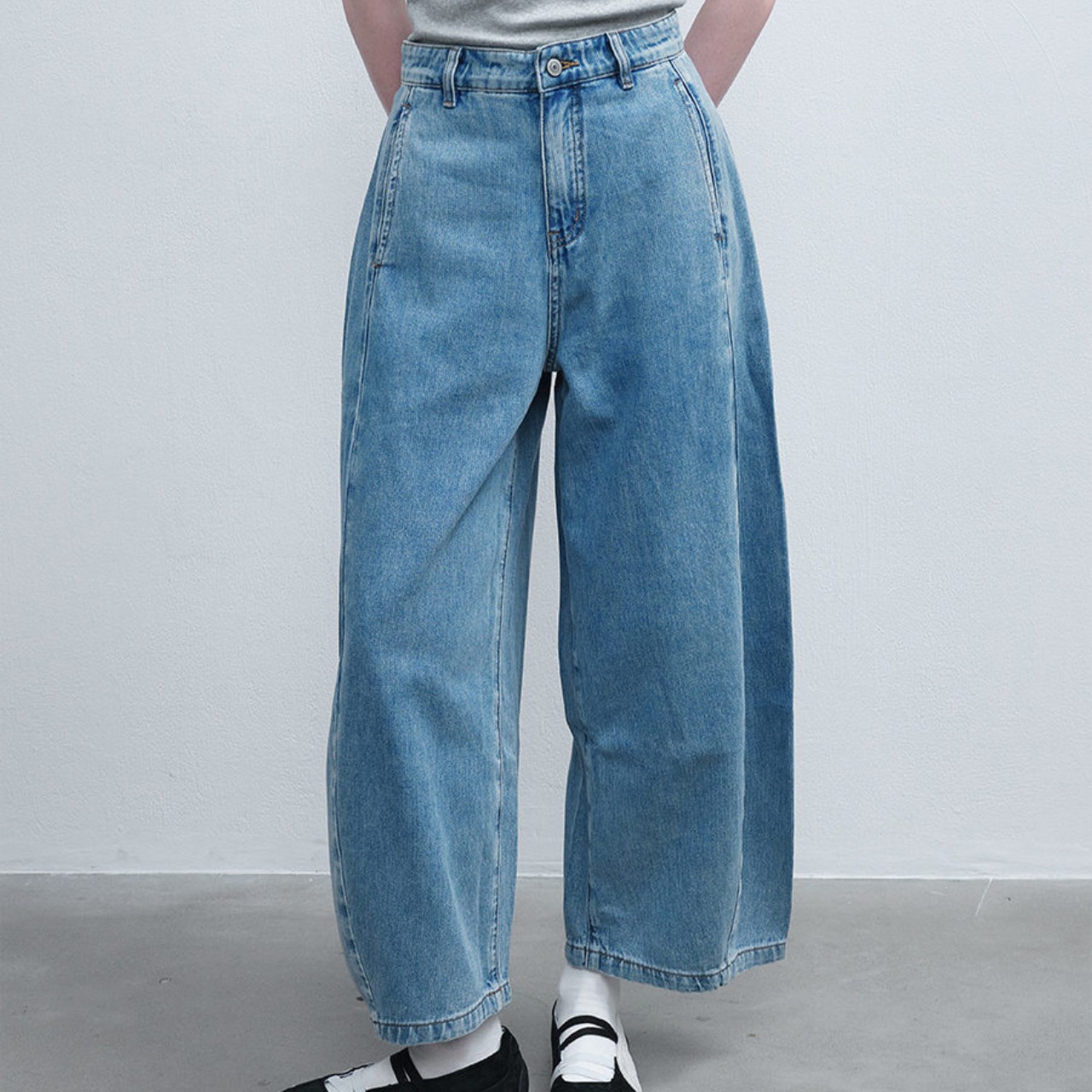 High-waist wide  denim pants【3color】  T4473