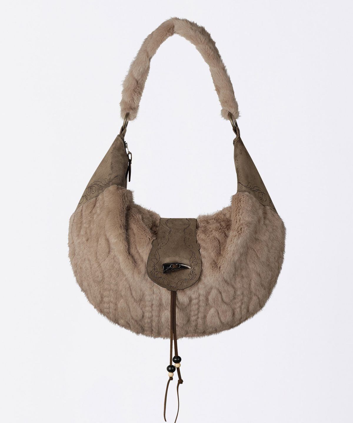 ☆ILLIT ミンジュ 着用！！【SCULPTOR】Horseshoe Fur Bag Brown | もごつ