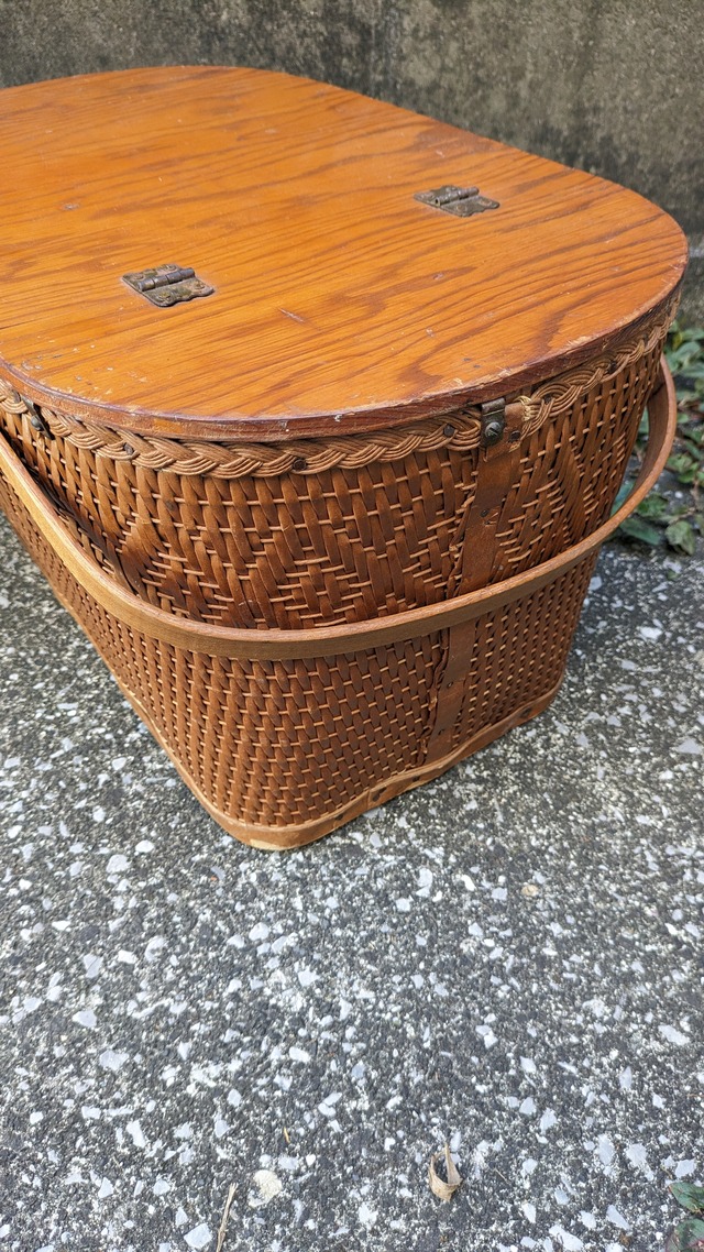Vintage REDMAN Picnic Basket VintageBasket Brown ビンテージ レッドマン ピクニックバスケット ...